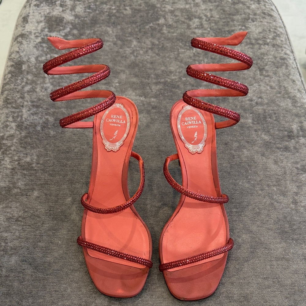 Rene Caovilla Red Strappy Women's Sandals size 8.5(38.5)